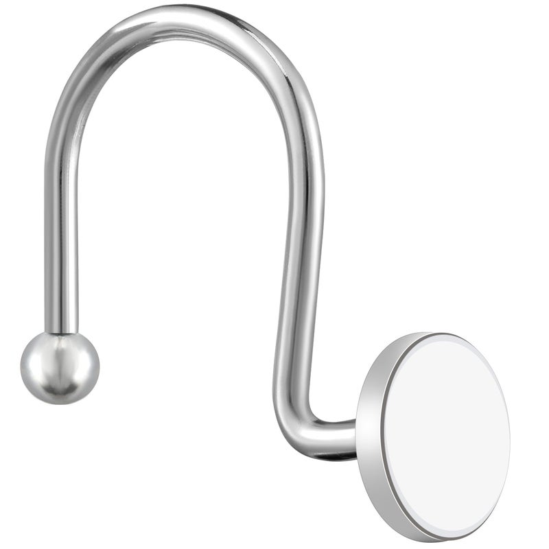 ZESLMG Shower Curtain Hooks, Chrome Shower Curtain Rings Rustproof Metal Round Decorative Shower Hooks Rings for Bathroom Shower Rods Curtains, Set of 12 Heavy Duty Solid Hooks - Image 1